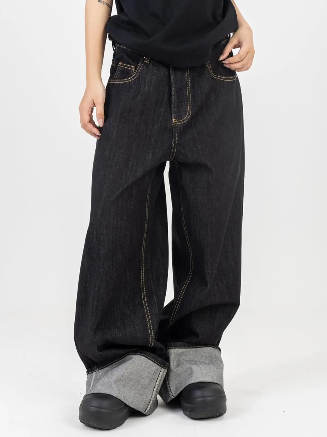 Mens Baggy Jeans for Men Women Y2k Skater Vintage Wide Leg Jeans Loose Fit Embroidery Wash Denim Pants Hip Hop Jeans