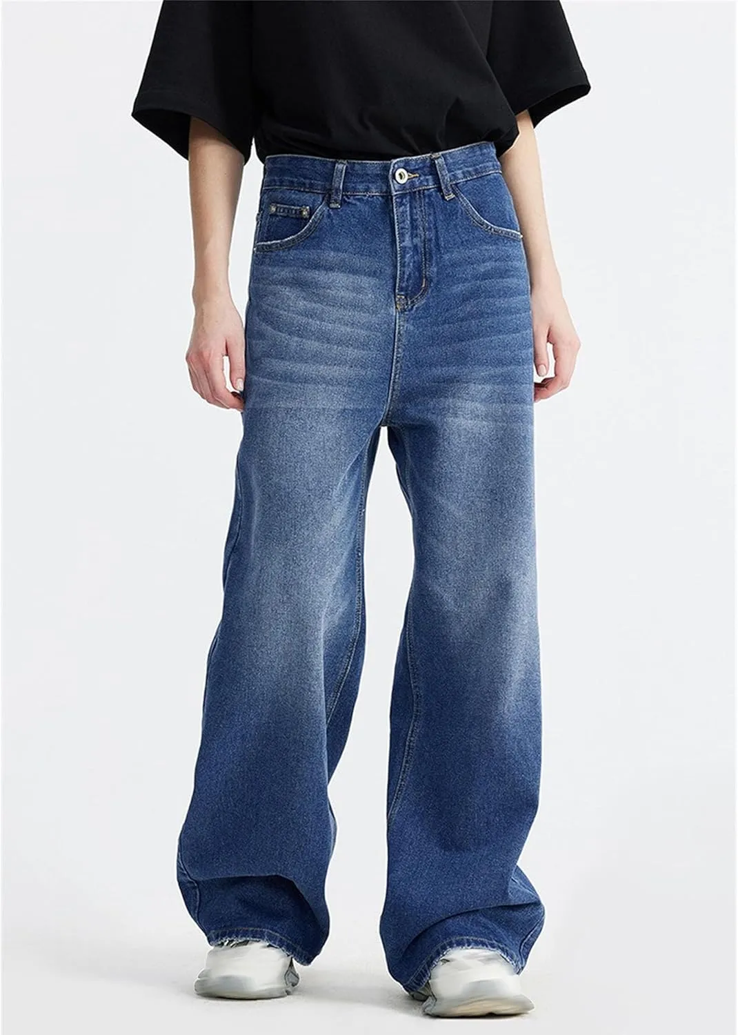 Men's Baggy Jeans Hip Hop Skater Jeans Vintage Dance Skateboard Pants Loose Fit Denim Jeans