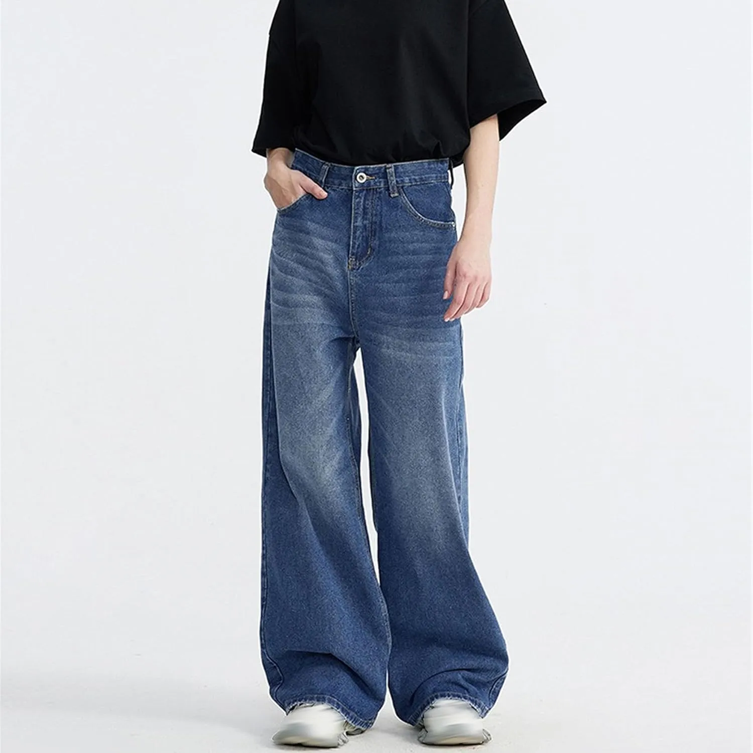 Men's Baggy Jeans Hip Hop Skater Jeans Vintage Dance Skateboard Pants Loose Fit Denim Jeans