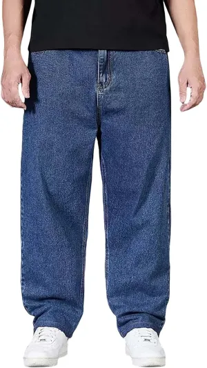 Men's Baggy Wide Leg Jeans Loose Fit Streetwear Y2k Hip Hop Denim Pants Oversized High Waisted Trousers Jeans L-10XL