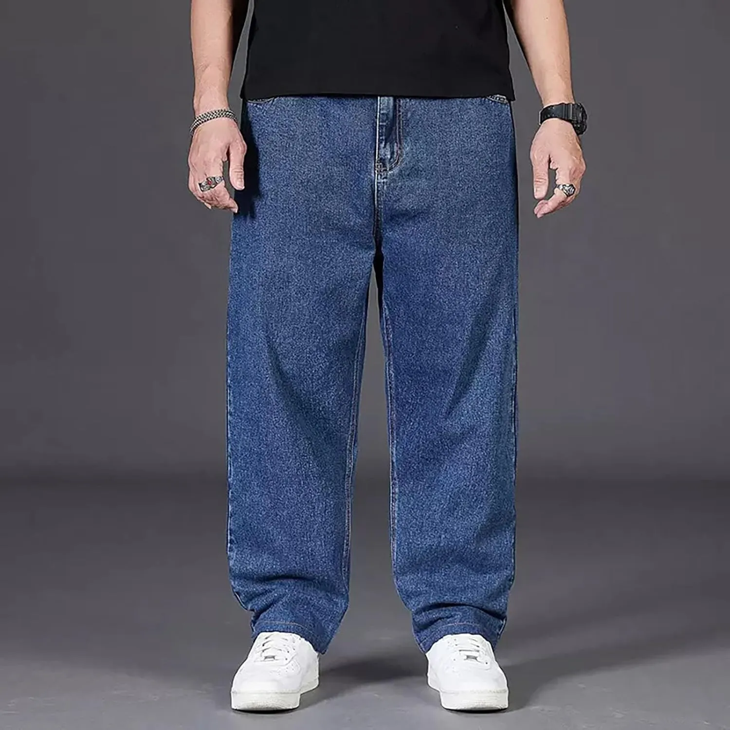 Men's Baggy Wide Leg Jeans Loose Fit Streetwear Y2k Hip Hop Denim Pants Oversized High Waisted Trousers Jeans L-10XL