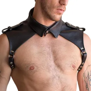 Men's Body Chest Harness Belt, Adjustable Faux Patent Leather Neck Collar Shoulder Body Chest Harness Bondage Strap Belt for Men Gay, Cosplay Costume Masquerade Party Club Fetish Clubwear
