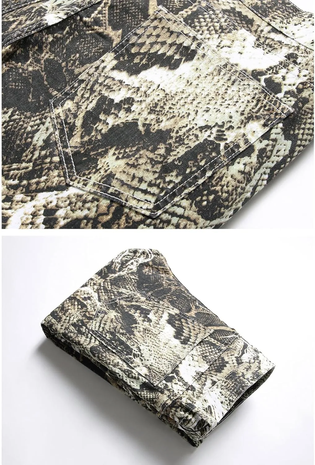 Men's Fashion Snakeskin Print Jeans