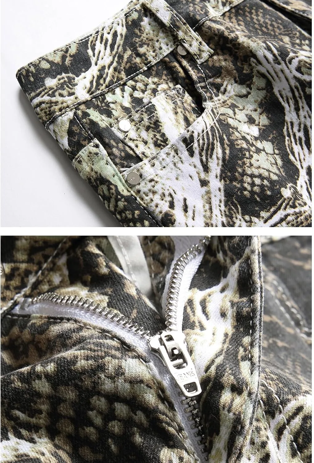 Men's Fashion Snakeskin Print Jeans