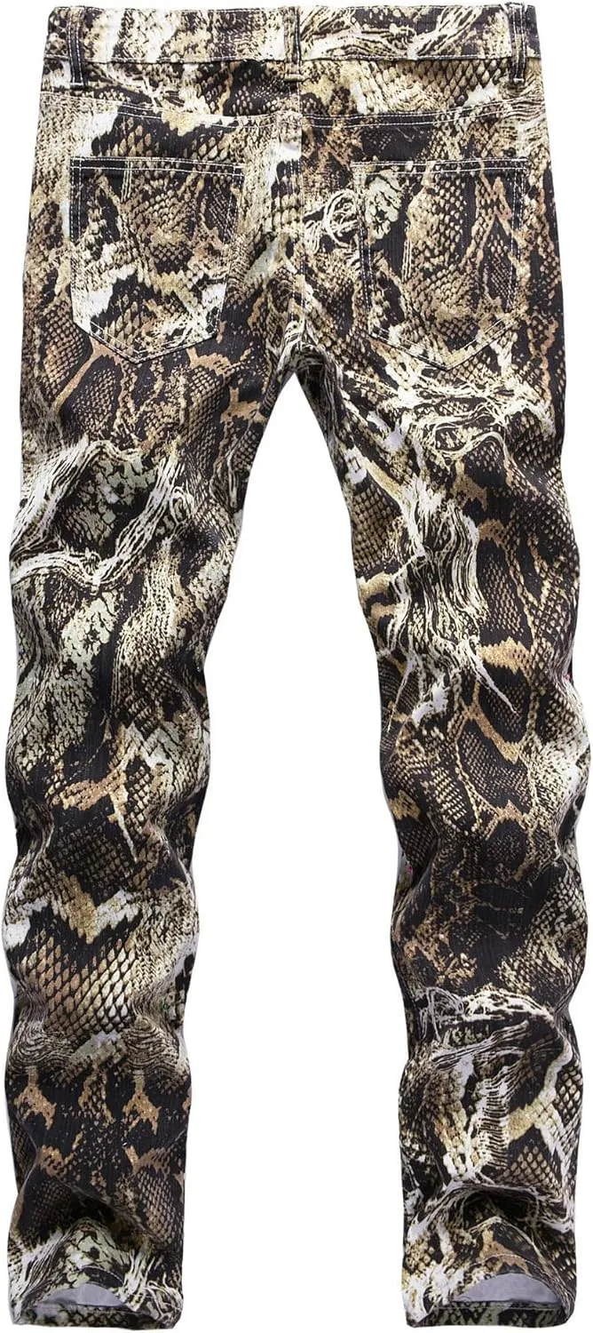 Men's Fashion Snakeskin Print Jeans