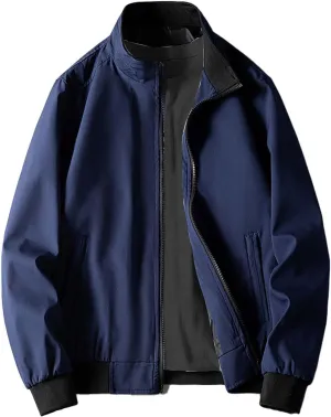 Men's Fashion Varsity Jacket Casual Men's Handsome Pilot Zip Fx Standing Jacket Causal Slim Fit Cotton Letterman