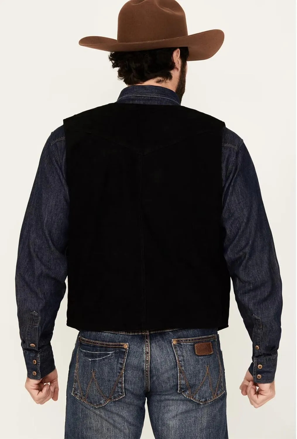 Men's Faux Suede Leather Dress Vest Slim Fit Western Cowboy Style Waistcoat for Wedding Party