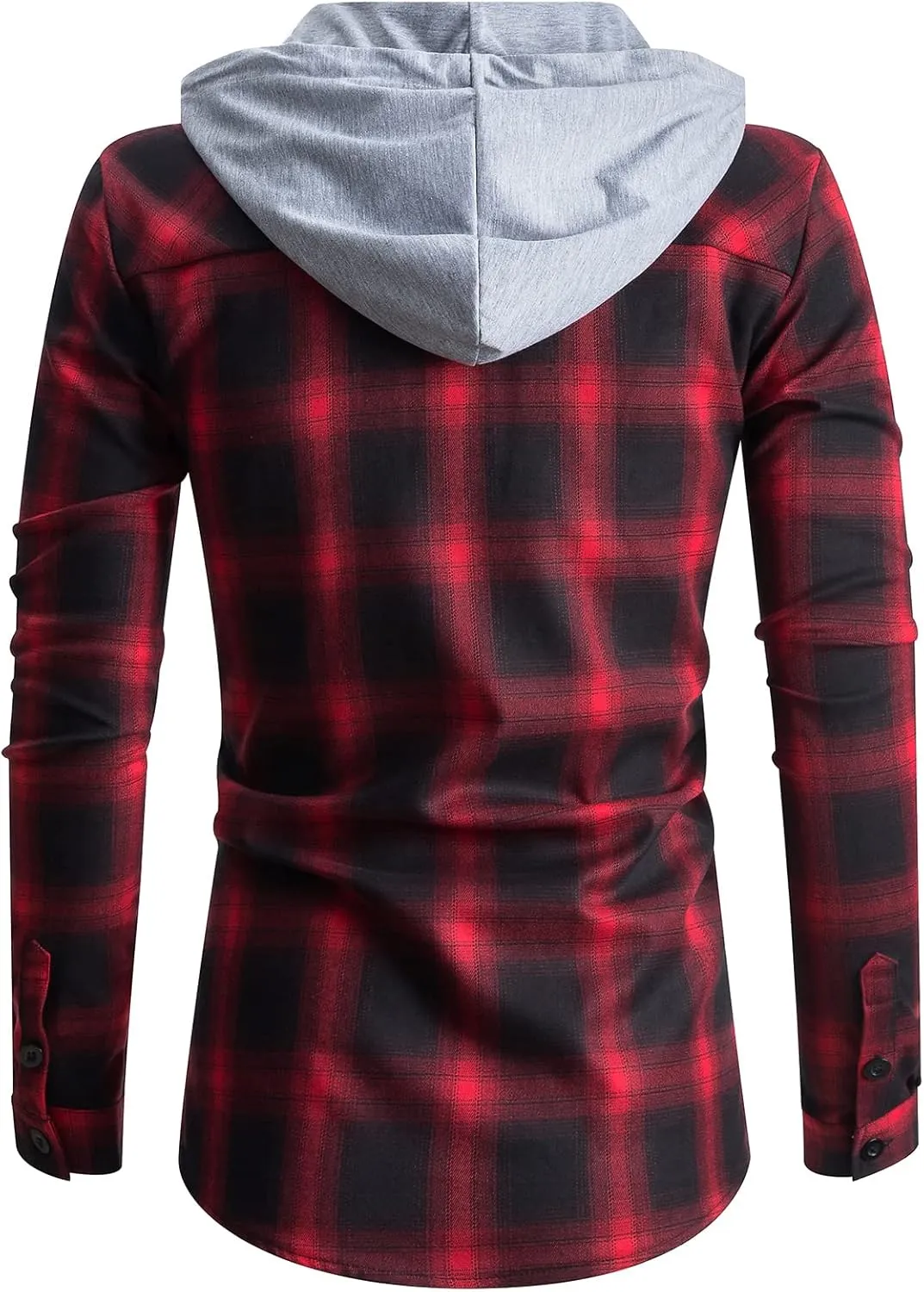 Men's Flannel Long Sleeve Shirt Casual Hooded Plaid Button Down Shirts Regular Fit Mens Hoodie Shirt