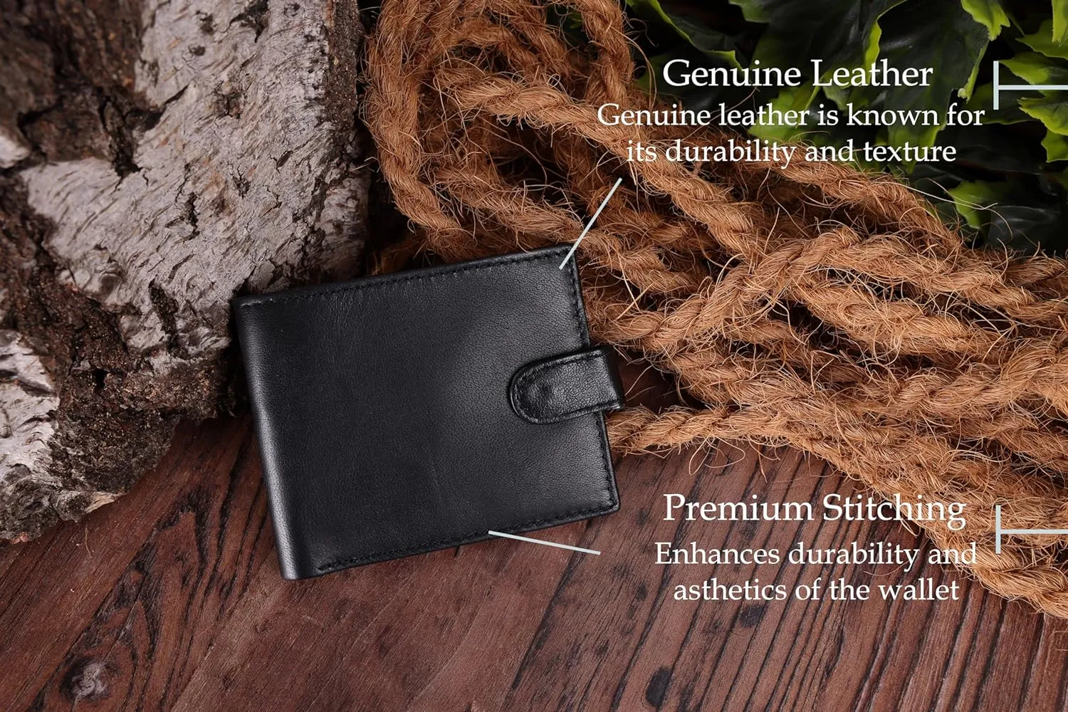 Mens Full Grain RFID Blocking and Stylish Compact Leather Wallet With Tab Closure, 9 Card Slots