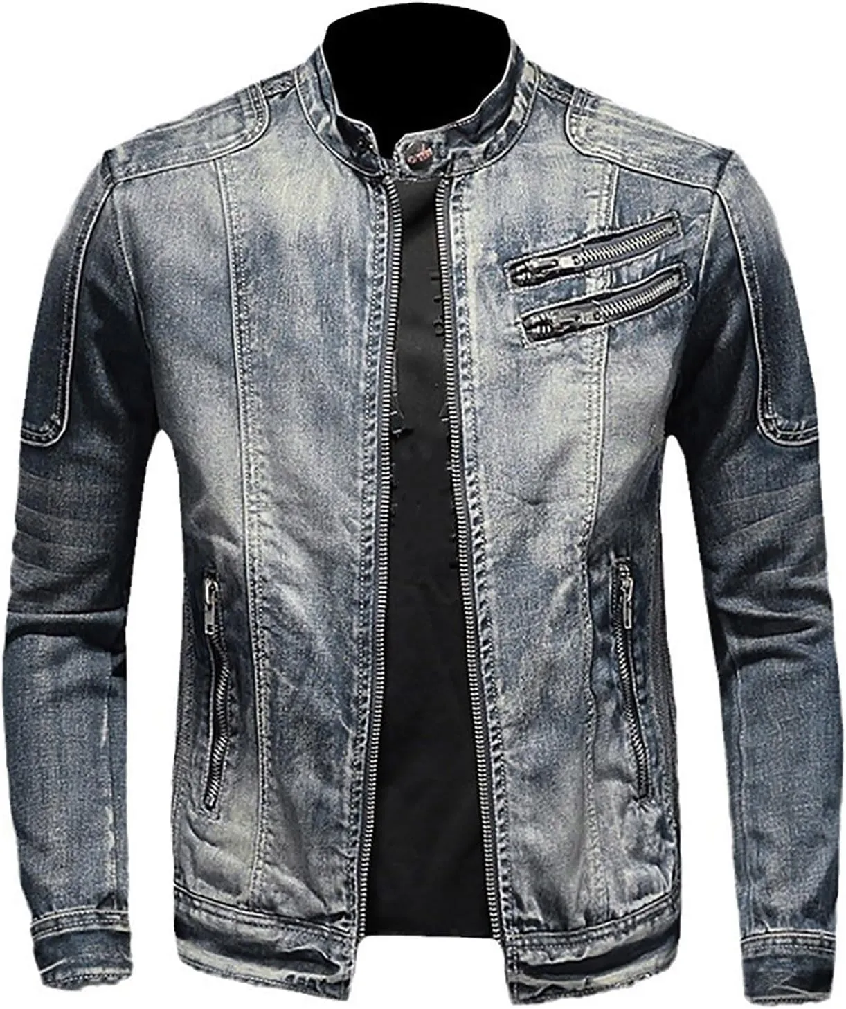 Mens Jackets Turtle Neck Denim Jackets Outerwear for Man Long Sleeve Work Western Winter Fall Jackets 2025