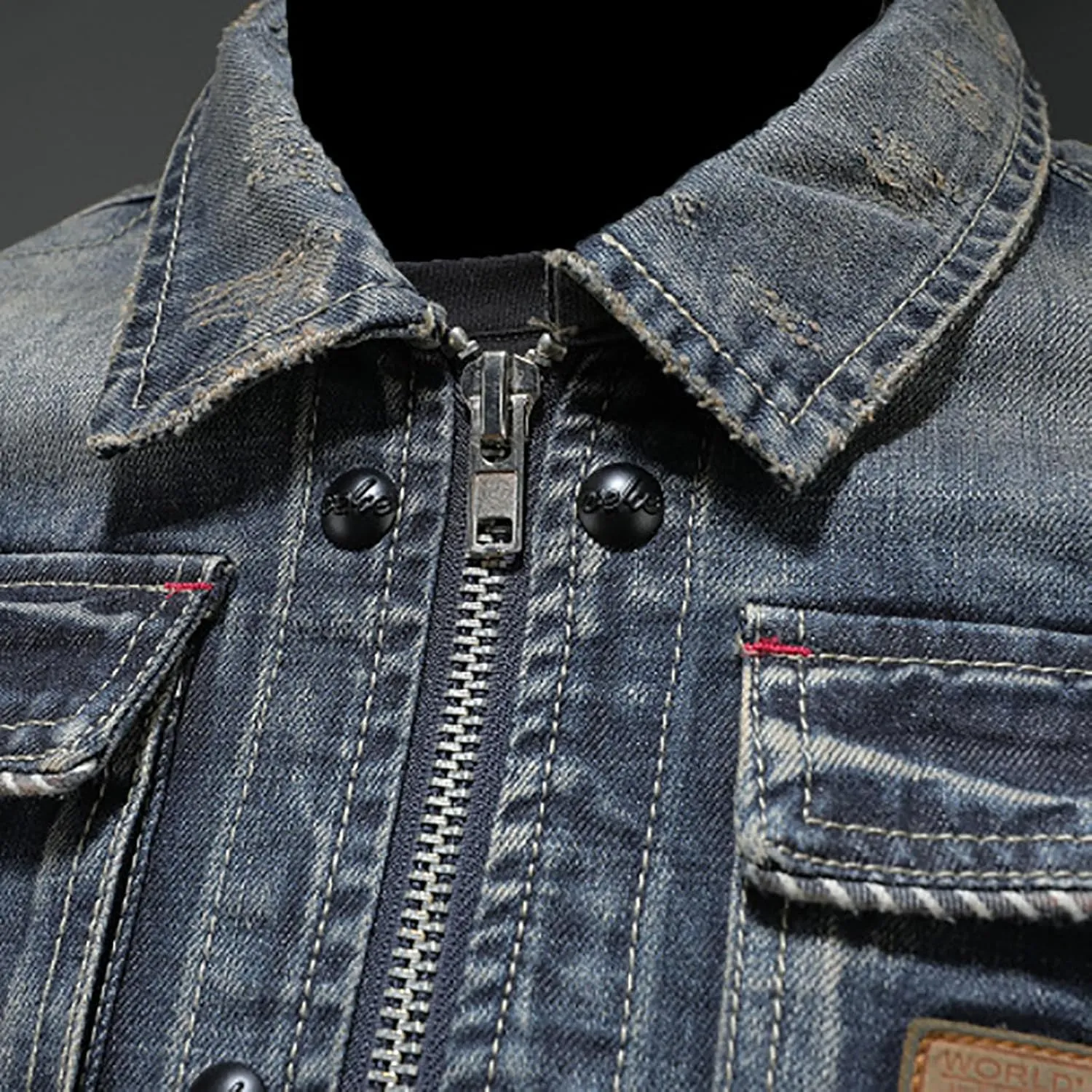 Mens Jackets Turtle Neck Denim Jackets Outerwear for Man Long Sleeve Work Western Winter Fall Jackets 2025