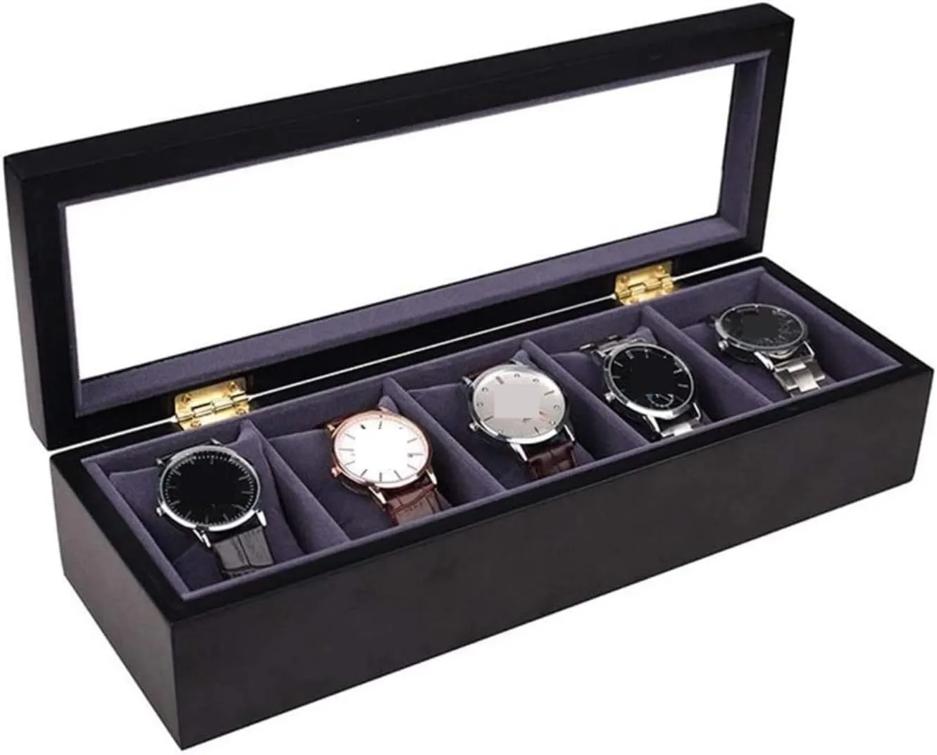 Mens Jewellery Box Watch case Watch roll Watches Display Storage Organizer 5 Slots Wood Watch Box Clear top Jewelry Collection Display Storage Holder Watch Box (White) Watch Gift Box