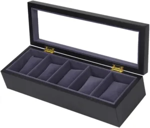 Mens Jewellery Box Watch case Watch roll Watches Display Storage Organizer 5 Slots Wood Watch Box Clear top Jewelry Collection Display Storage Holder Watch Box (White) Watch Gift Box