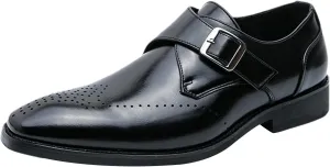 Men's Single Monk Shoes Smart British Style Microfiber Leather Dress Brogues