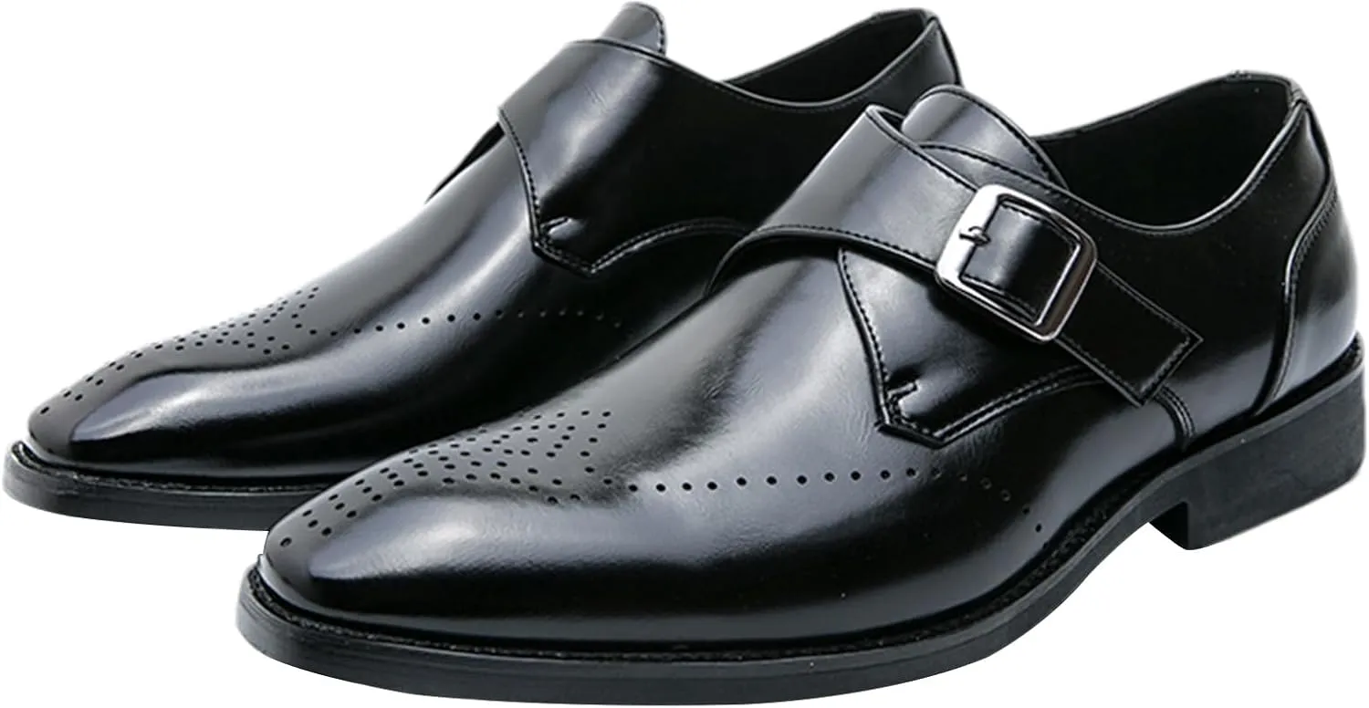 Men's Single Monk Shoes Smart British Style Microfiber Leather Dress Brogues