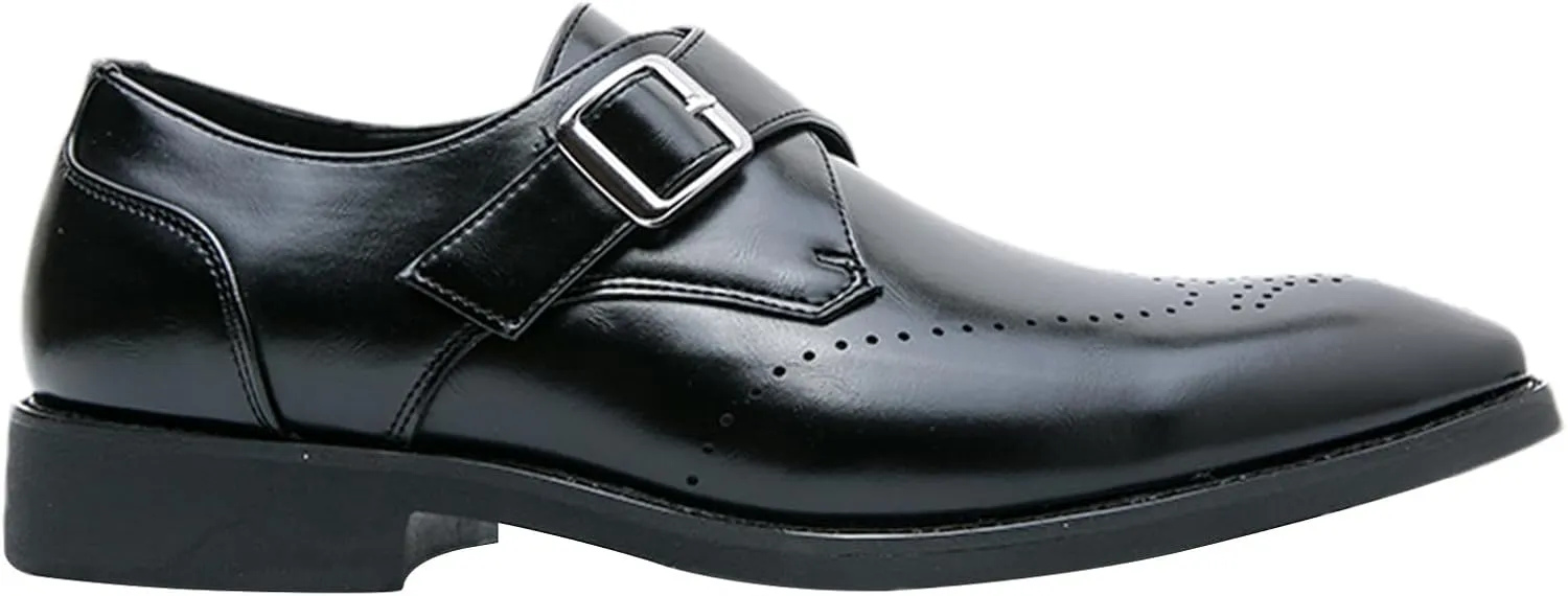 Men's Single Monk Shoes Smart British Style Microfiber Leather Dress Brogues