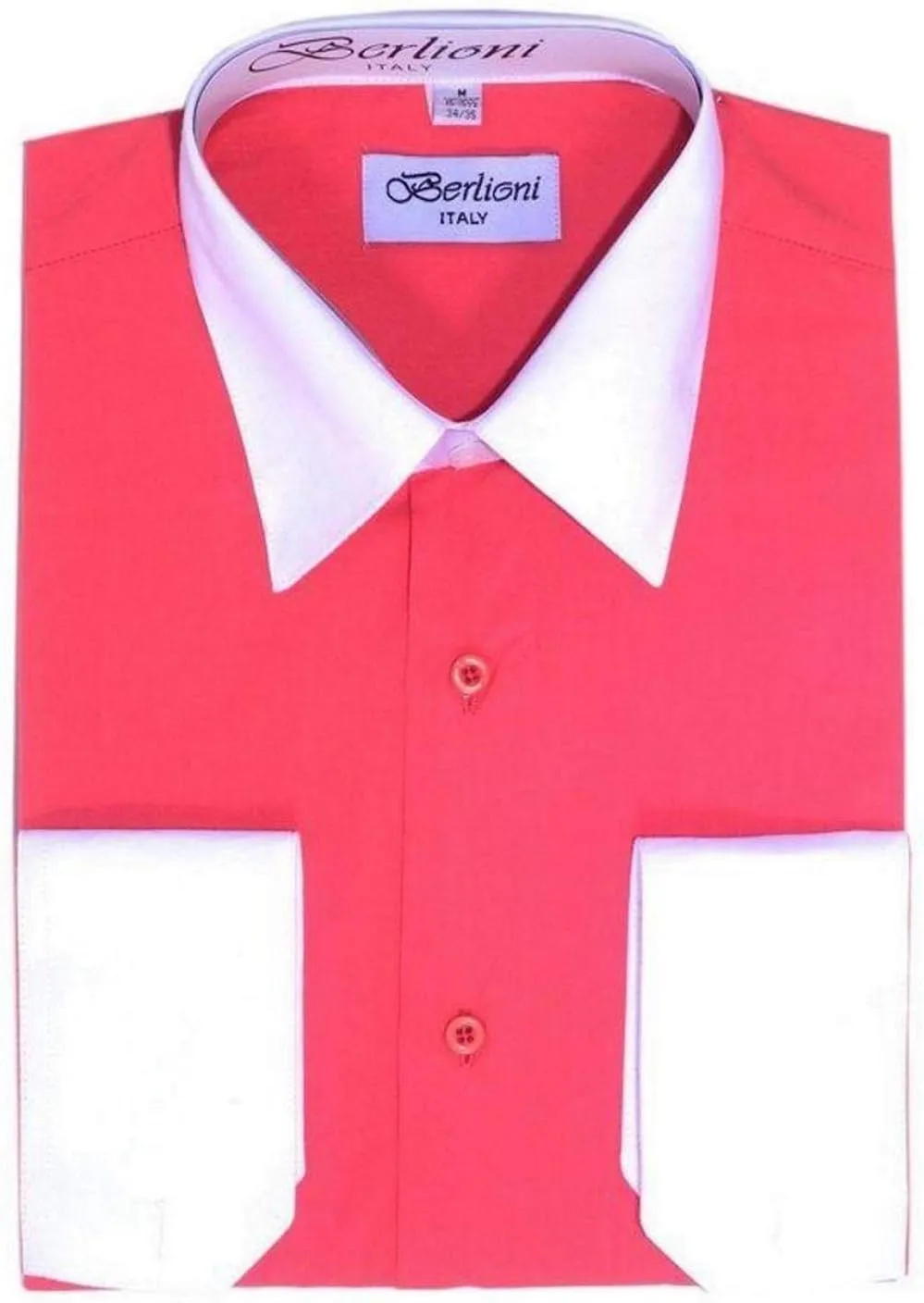 Men's Two-Tone French Convertible Cuff Button Up Dress Shirt