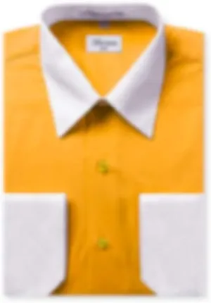 Men's Two-Tone French Convertible Cuff Button Up Dress Shirt