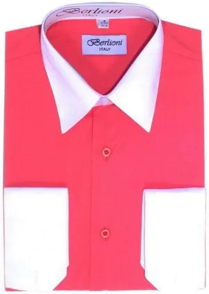 Men's Two-Tone French Convertible Cuff Button Up Dress Shirt