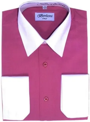 Men's Two-Tone French Convertible Cuff Button Up Dress Shirt