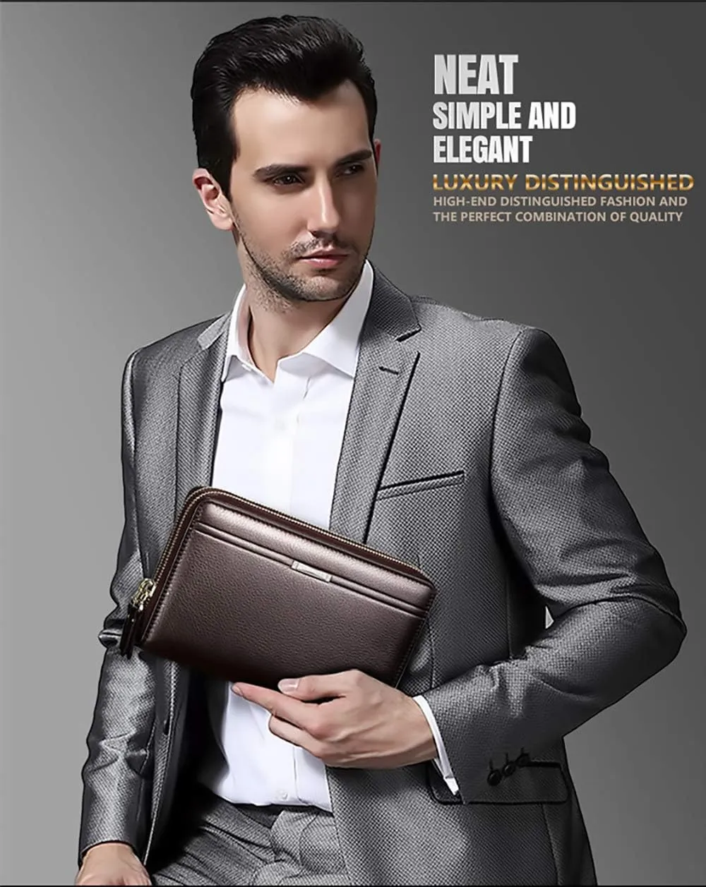 Mens Wallet Long Purse Leather Clutch Large Business Handbag Phone Card Holder Case Gift for Men Father Son Husband Boyfriend