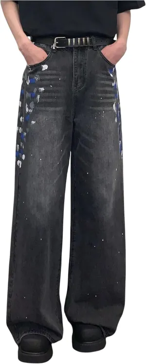 Men's Y2K Jeans Hip Hop Baggy Denim Pants Spiderweb Graphic Jeans Goth Denim Joggers Streetwear