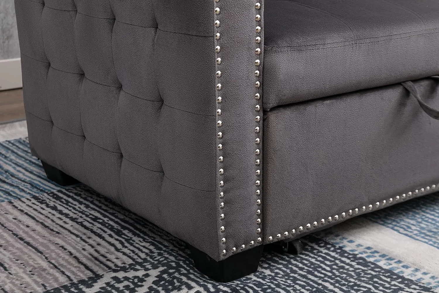 Merax 76.8" Pull Out Sleeper Reversible Sectional Storage Sofa Bed,Convertible Velvet Corner Sofa Bed and Reversible Storage Chaise, L-Shaped Sleeper Sofa for Living Room,Dark Gray