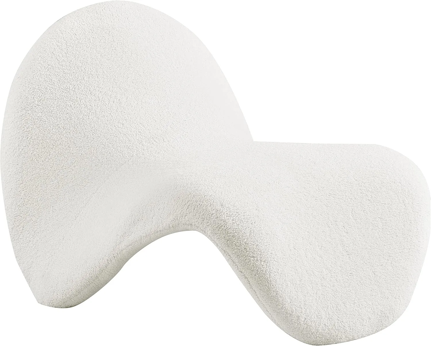 Meridian Furniture 548Cream Theodore Collection Modern | Contemporary Accent Chair with Soft Cream Cashmere Like Faux Shearling, Curved Design, 31.5" W x 35.5" D x 25.5" H, Cream