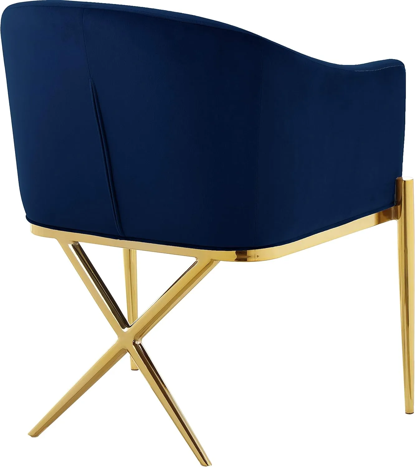 Meridian Furniture Xavier Collection Modern | Contemporary Velvet Upholstered Dining Chair with Sturdy Steel X Shaped Legs, 25.5" W x 24.5" D x 31.5" H, Navy