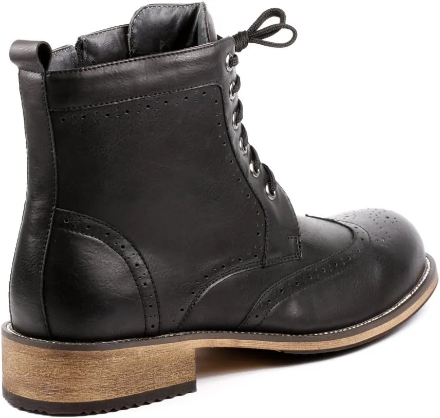 Metrocharm MC002 Men's Lace Up Wing Tip Formal Dress Casual Fashion Boots