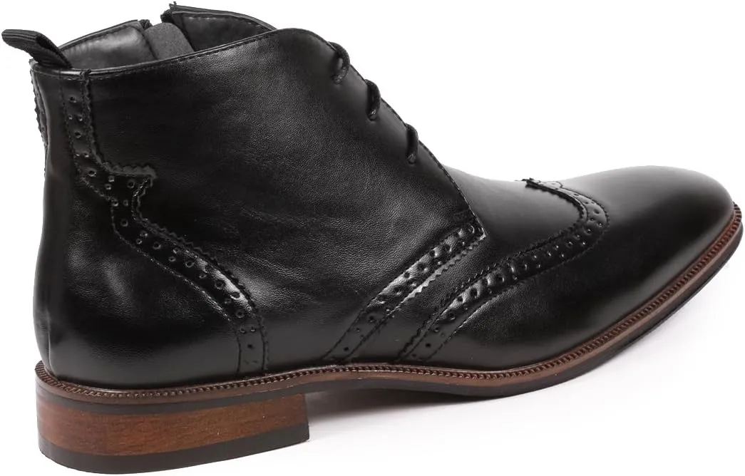 Metrocharm MC116 Men's Lace Up Perforated Wing Tip Formal Dress Ankle Boots