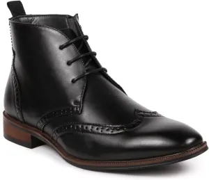 Metrocharm MC116 Men's Lace Up Perforated Wing Tip Formal Dress Ankle Boots