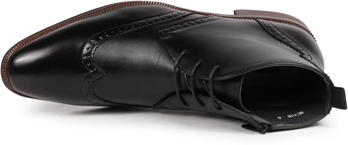 Metrocharm MC116 Men's Lace Up Perforated Wing Tip Formal Dress Ankle Boots