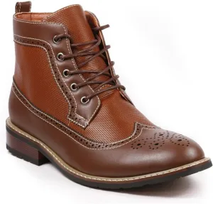 Metrocharm MET525-4 Men's Lace Up Perforated Wing Tip Formal Dress Casual Fashion Ankle Boots RUN BIG