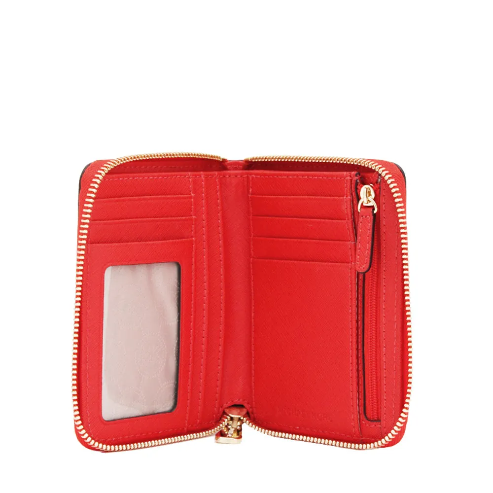 Michael Kors Medium Jet Set Travel Saffiano Leather Zip Around Wallet- Deep Pink