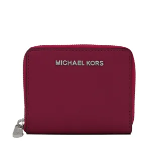 Michael Kors Medium Jet Set Travel Saffiano Leather Zip Around Wallet- Deep Pink