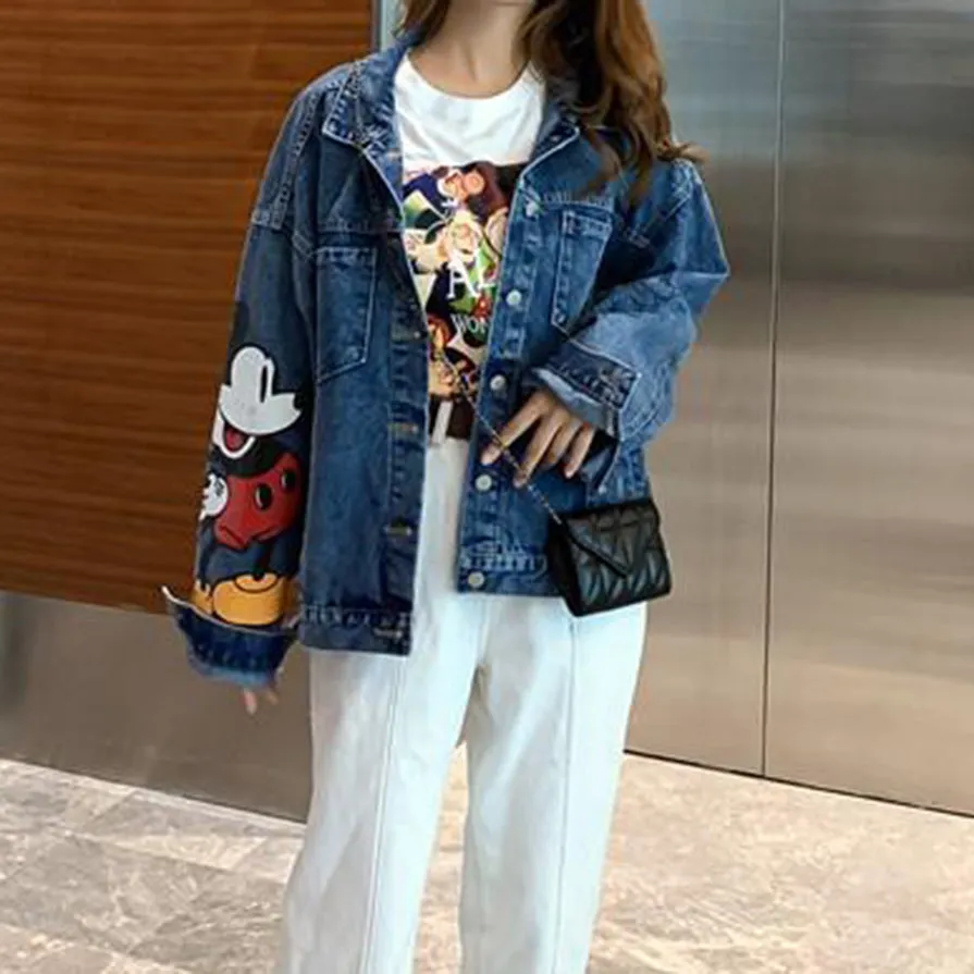 Mickey embroidery women denim jacket