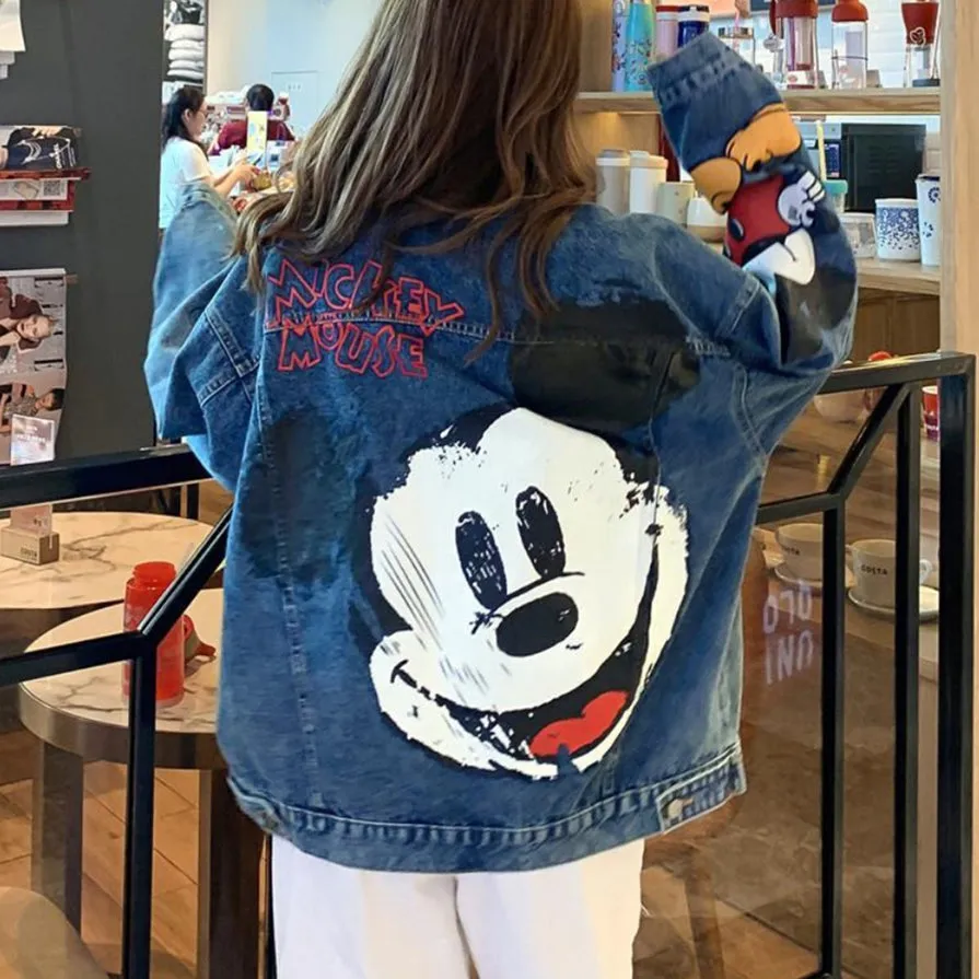 Mickey embroidery women denim jacket