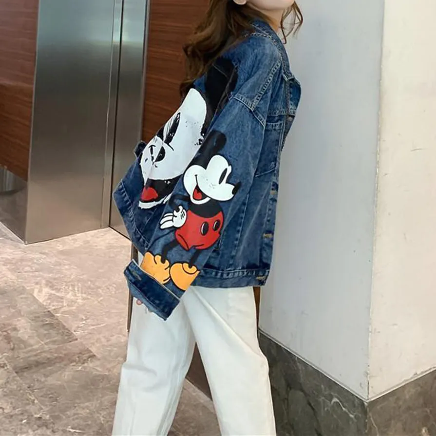 Mickey embroidery women denim jacket