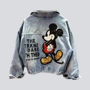 Mickey embroidery women denim jacket