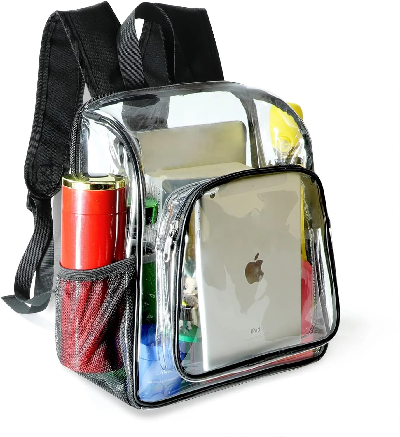 Mildbeer Small Clear Backpack, Stadium Approved 12x12x6 Clear Backpack for Women with 2 Bottle Holders for Festival Concert Travel Sport Games Venues