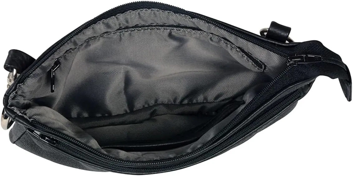 Milwaukee Leather MP8820 Women's Black Leather Shoulder Bag with Zipper Closure and Leather Strap
