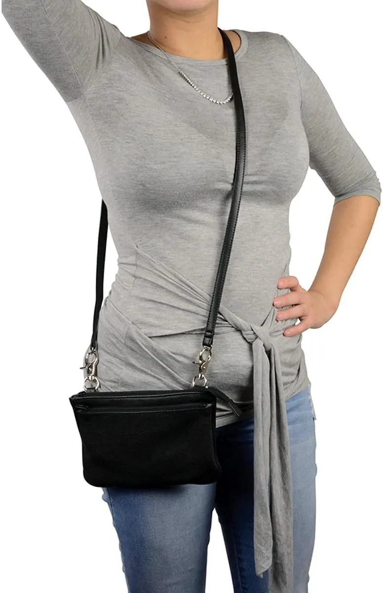 Milwaukee Leather MP8820 Women's Black Leather Shoulder Bag with Zipper Closure and Leather Strap