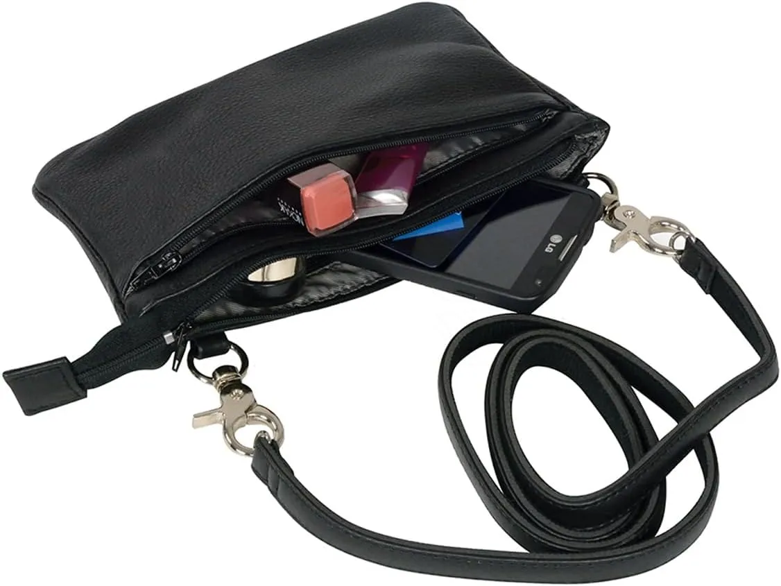 Milwaukee Leather MP8820 Women's Black Leather Shoulder Bag with Zipper Closure and Leather Strap