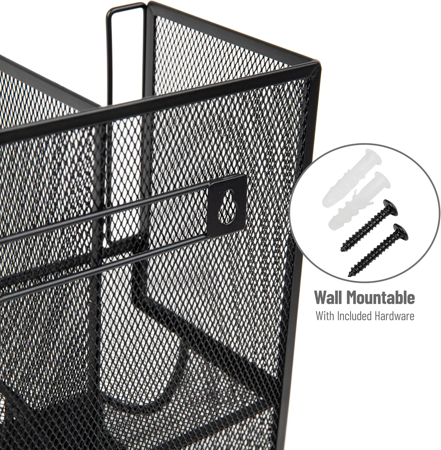 Mind Reader Cup and Condiment Station, Countertop Organizer, Coffee Bar, Kitchen, Metal Mesh, 13"L x 6.45"W x 11.25"H, Black