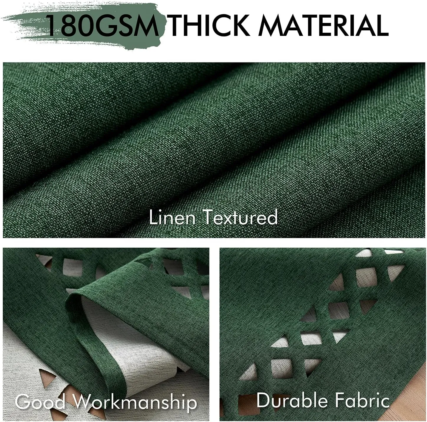 MIULEE Hunter Green Thick Polyester Linen Rectangle Tablecloth Decorative Cutouts Waterproof Stain and Wrinkle Resistant Table Cloth Christmas for Holiday Dining Party Buffet Wedding, 55 x 84 inch