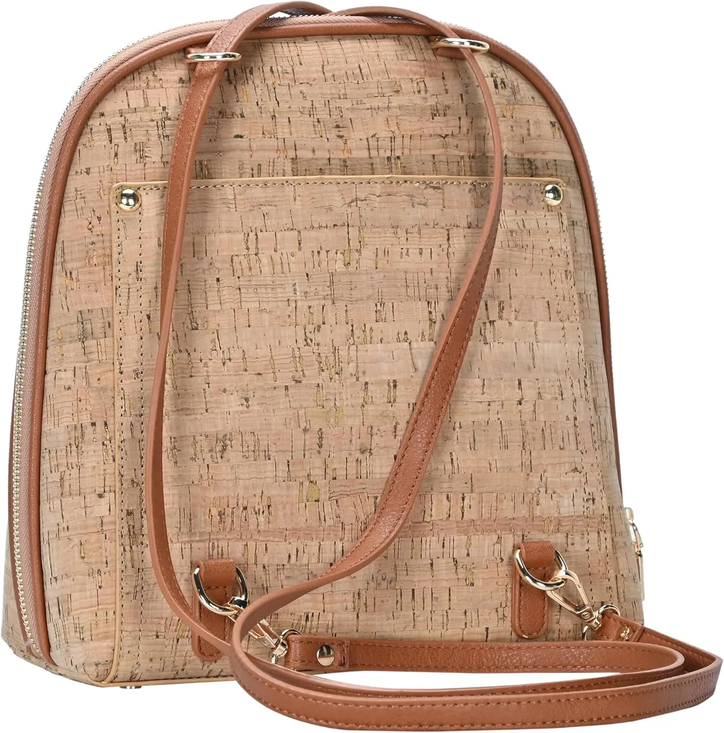 Miztique The Daisy Cork Convertible Backpack Purse for Women (Tan) | Cork Shoulder Strap Bag or Convertible Backpack | 10.5in x 4in x 11.5in |