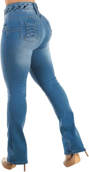 Moda Xpress Women's Butt Lifting High Waisted Bootcut Jeans - Stretchy, Comfortable Flare Jeans in Junior Size Vintage Style