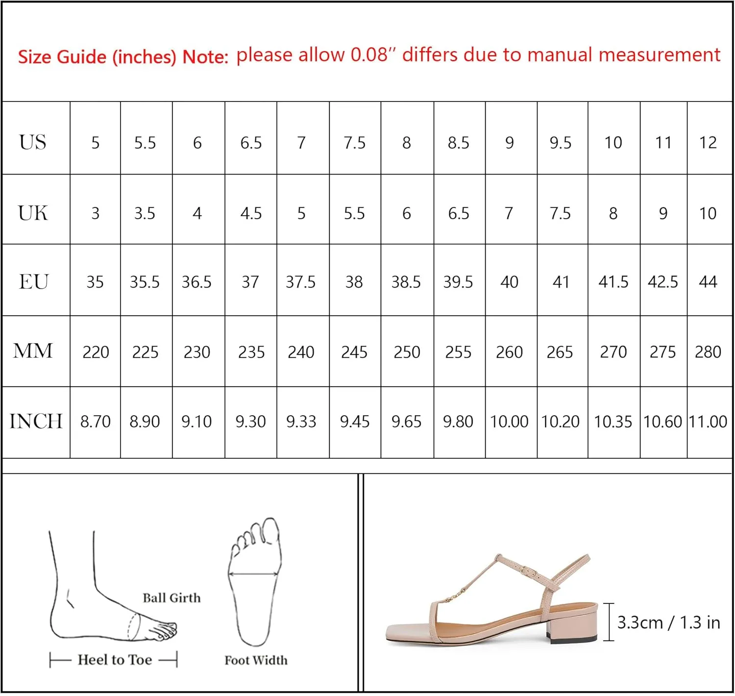 Modatope T-Strap Heels for Women, with Square Open Toe and Chunky Low Heel Design