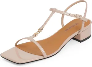 Modatope T-Strap Heels for Women, with Square Open Toe and Chunky Low Heel Design